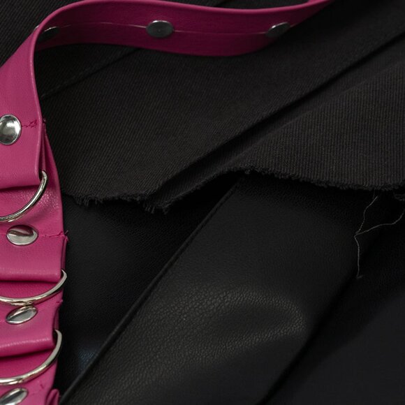 ACDC RAG - Nightmare Black Leather Pleated Skirt - Picture 7 of 8